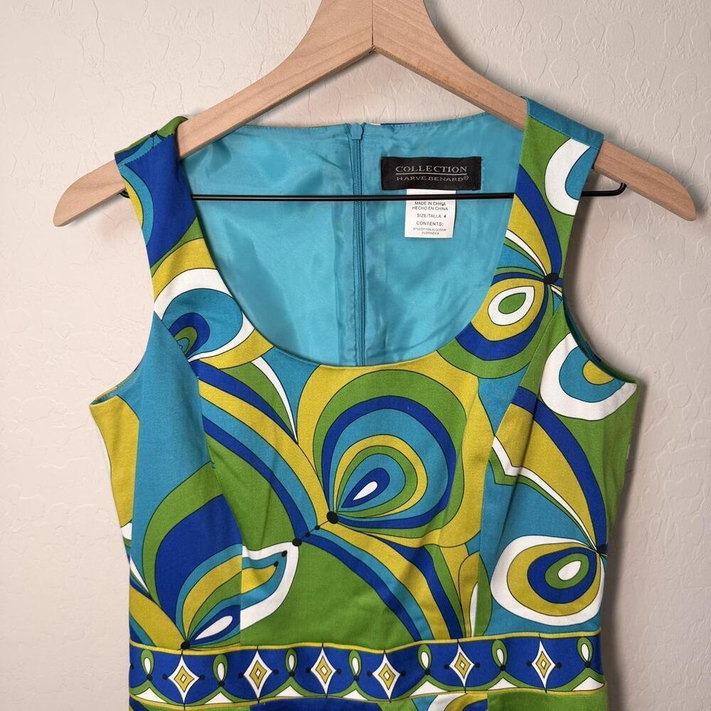 Vintage Harve Bernard Retro Scoop Neck Midi Dress Size 4 - Picture 2 of 4